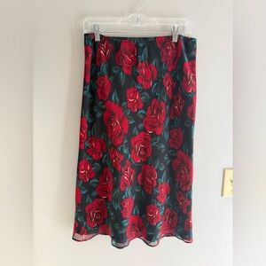 Pierre Cardin Options Women’s Chiffon Maxi Skirt SZ S Floral Dark Romantic Goth